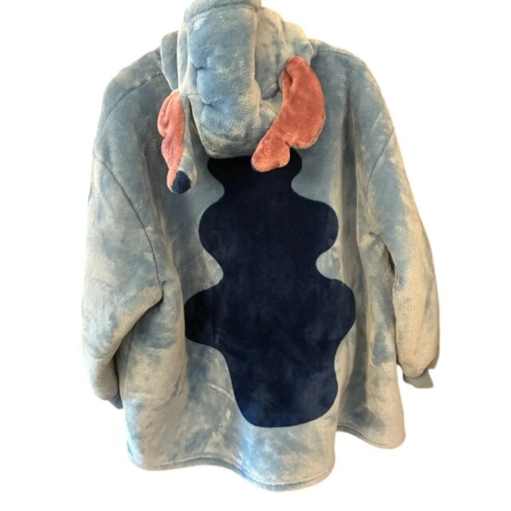 Disney Stitch Wearable Blanket Hoodie Kids One Size Blue Excellent Sherpa Plush